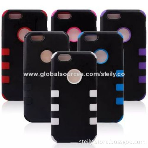 2014 Hot Newest Colorful Best-quality 3-in-1 PC+Silicone Case for iPhone 6